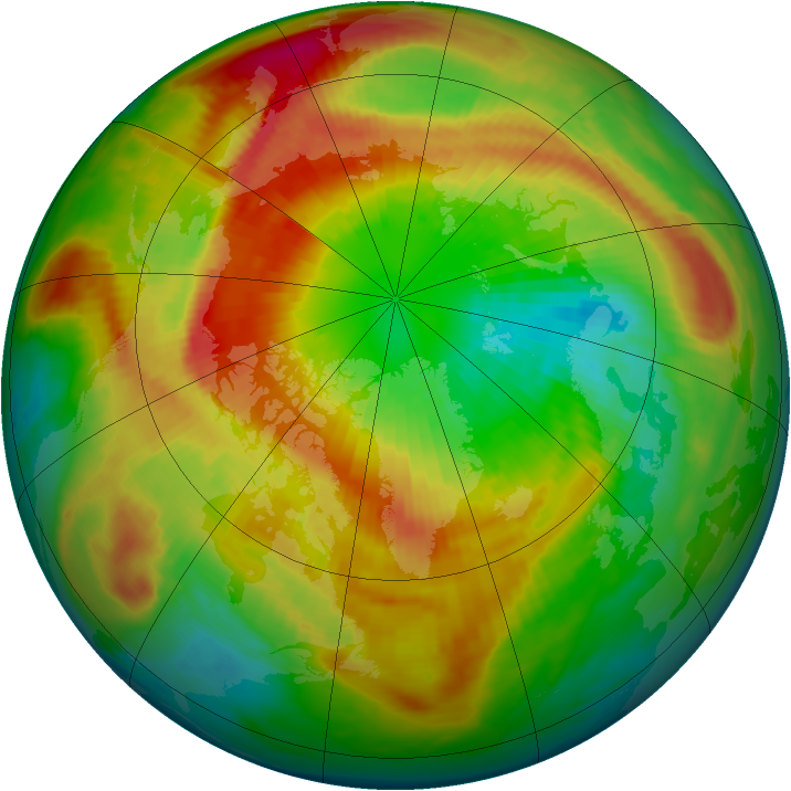 Arctic ozone map for 15 March 1990